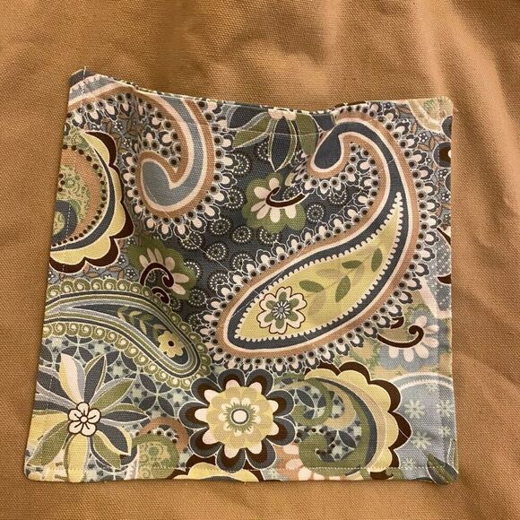 Handcrafted‎ Tan and Blue Paisley Reusable Shopping Bag - Picture 4 of 10
